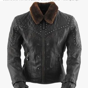 NWT BLACK BRAND Brand Women's Sheared Beaver Black Leather Jacket